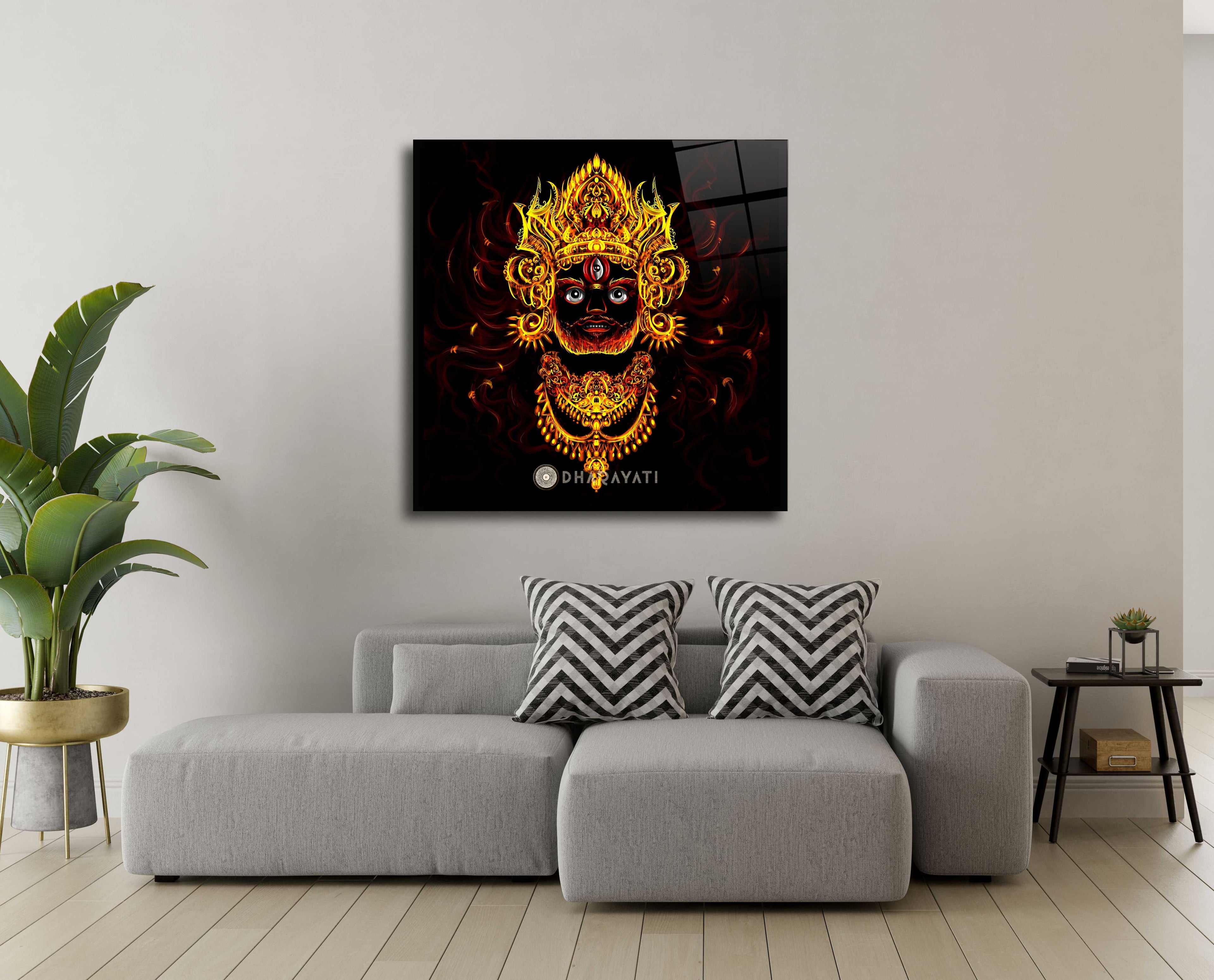Exquisite Khala Bhairav Ji Glass Wall Art - Traditional & Contemporary Design