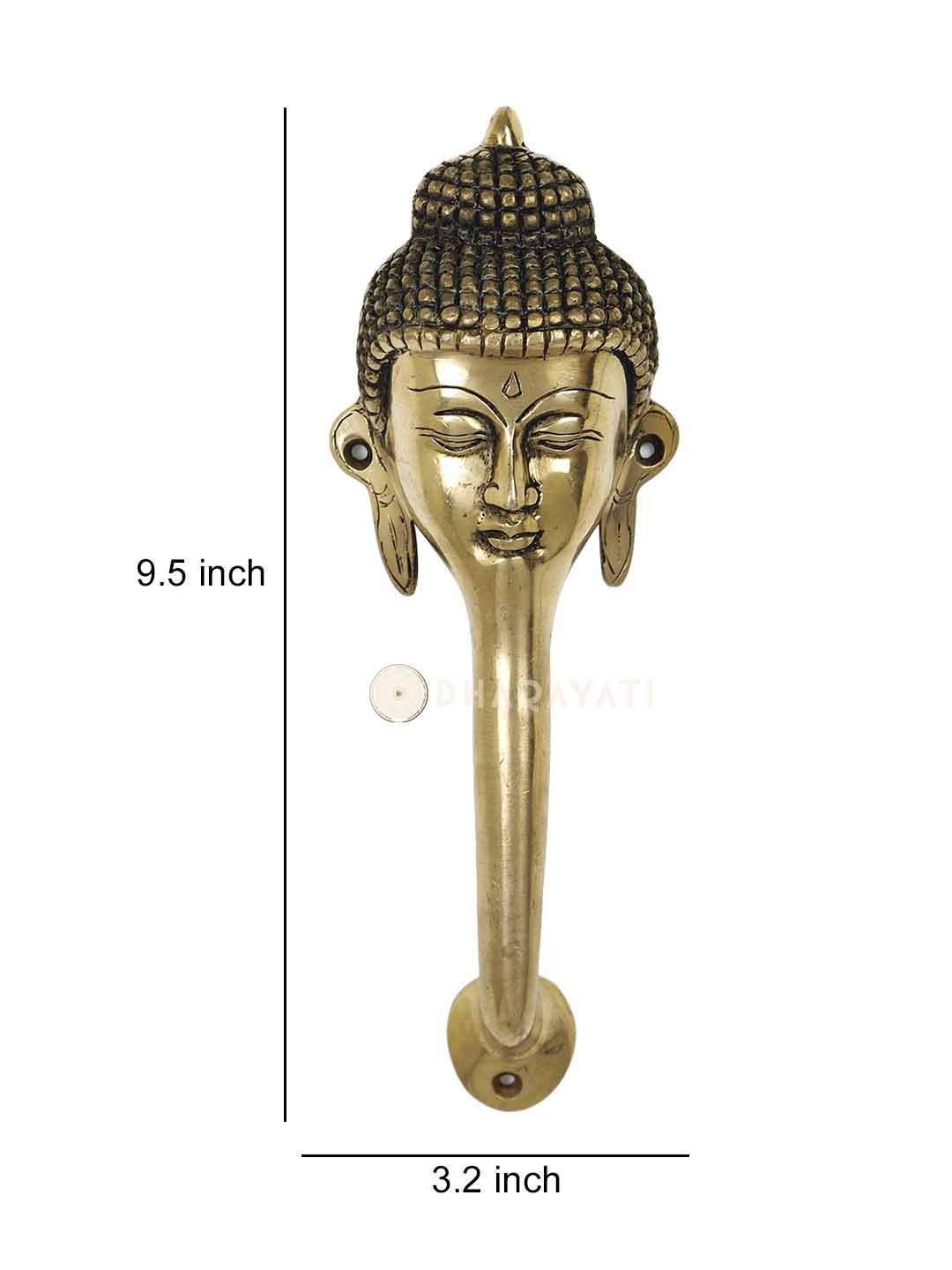 Buddha Design Door Handle Decorative Brass