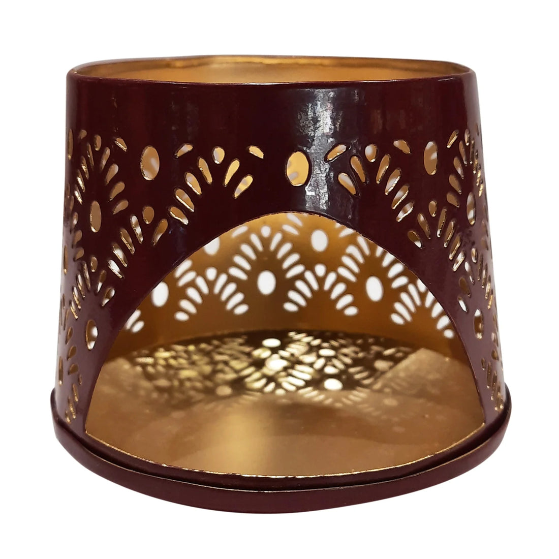 Iron Votive Holder Cutwork in Red