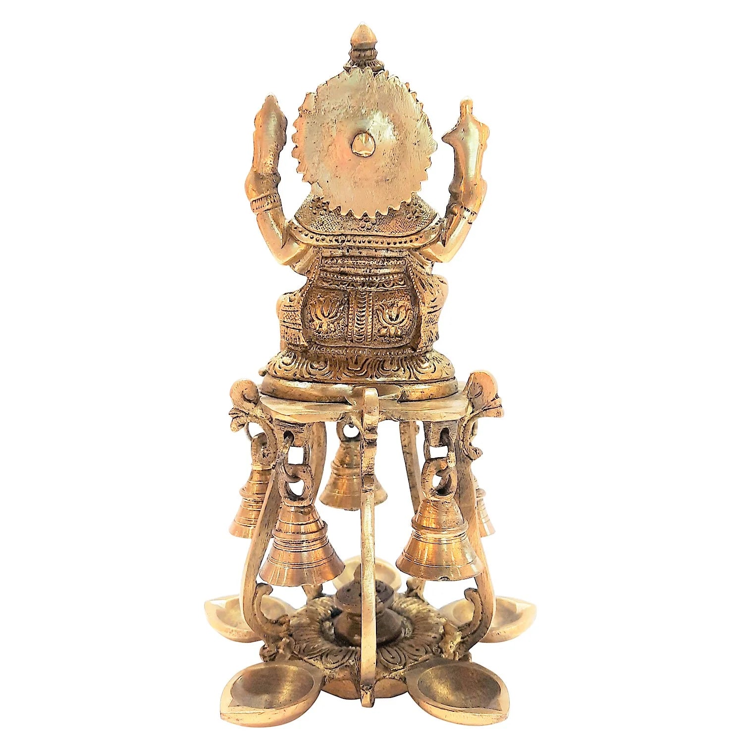 Brass Deepak with Sitting Ganesh 10 in