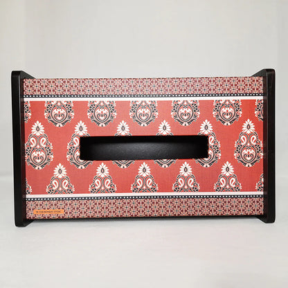 Ajrakh Rectangle Tissue Box Holder (Maroon)