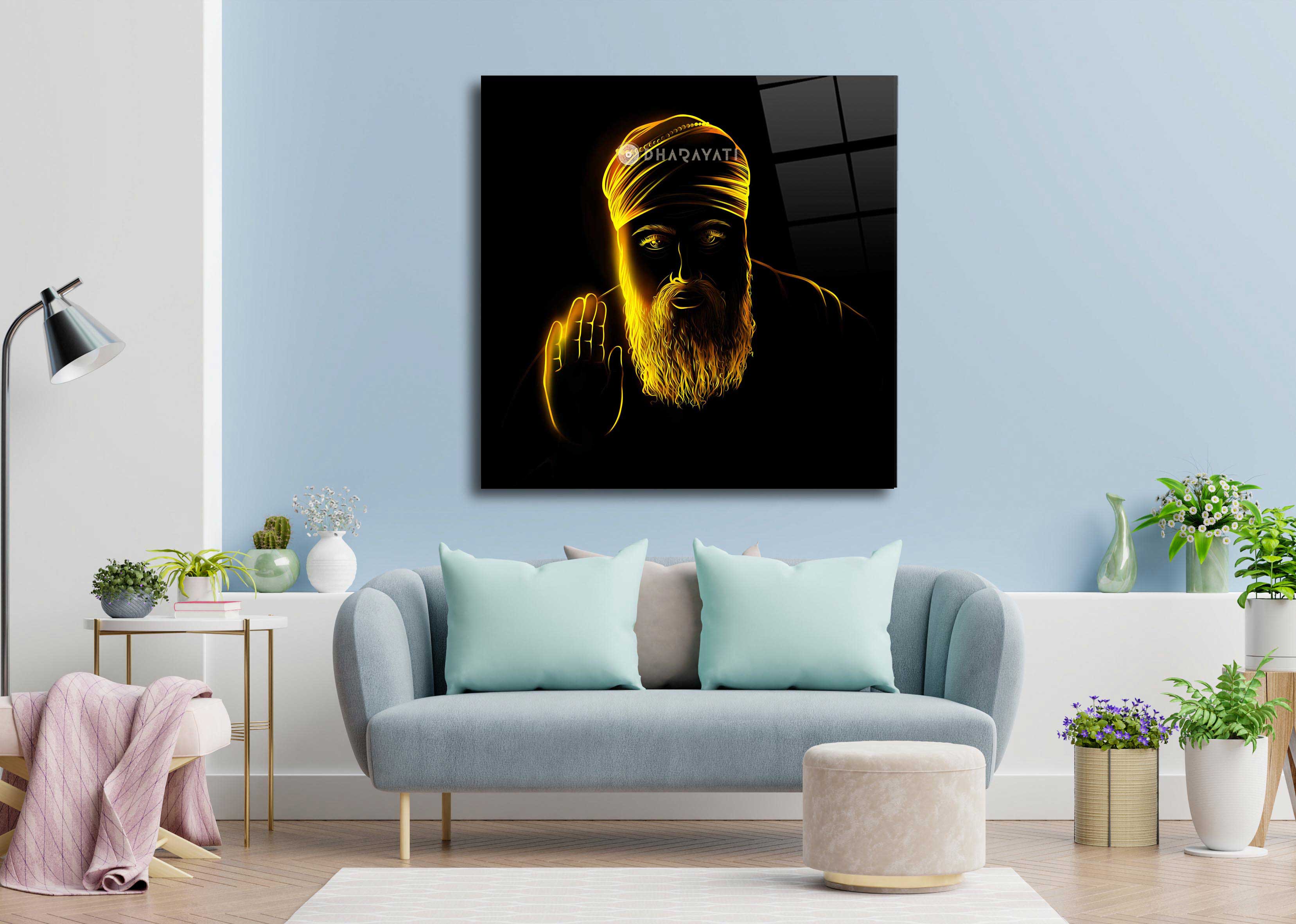 Gurunanak Ji: Enlightening Presence - Glass Wall Art for Spiritual Inspiration