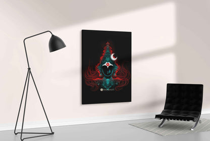 Divine Goddess: Devi in Red and Teal - Canvas Art