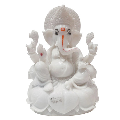 Marble Ganesha Sitting on Lotus