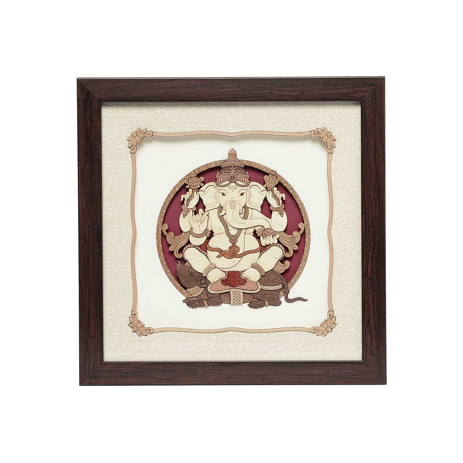 Mushak Ganesha Wood Art Frame