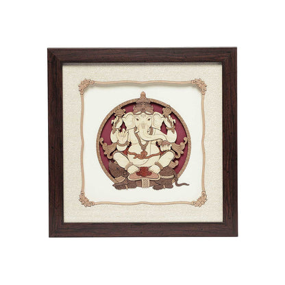 Mushak Ganesha Wood Art Frame