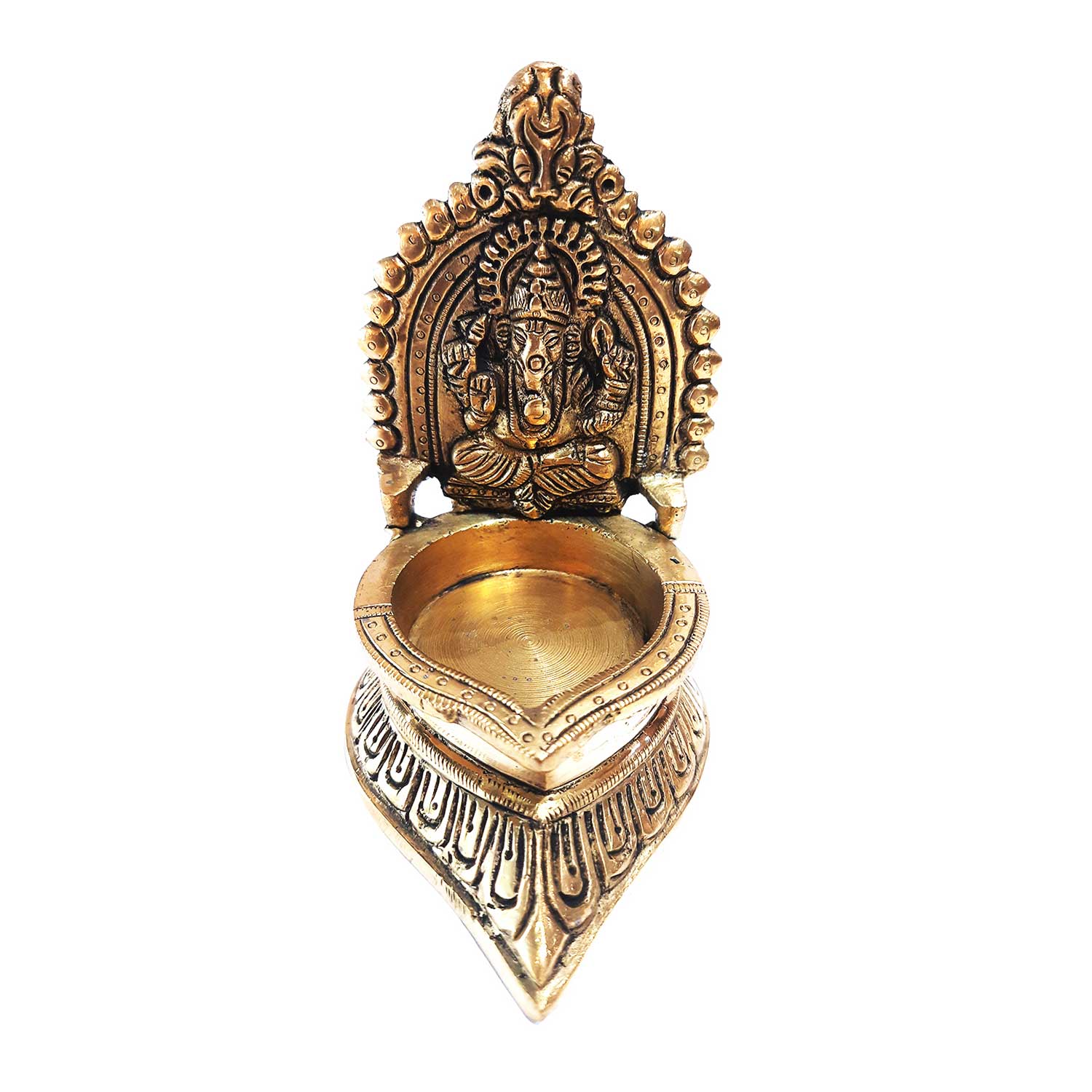 Brass Turban Ganesha Deepak 4.5 in