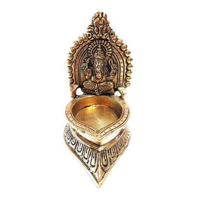 Brass Turban Ganesha Deepak 4.5 in