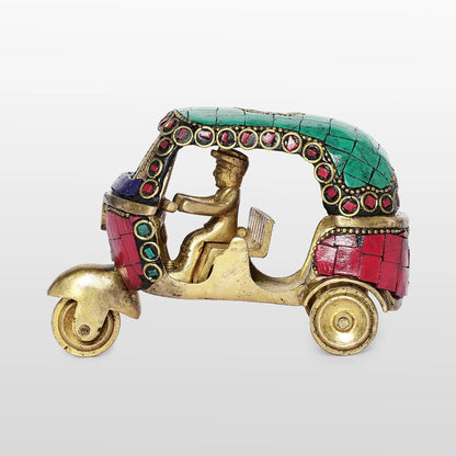 Brass Auto Rickshaw with Stonework