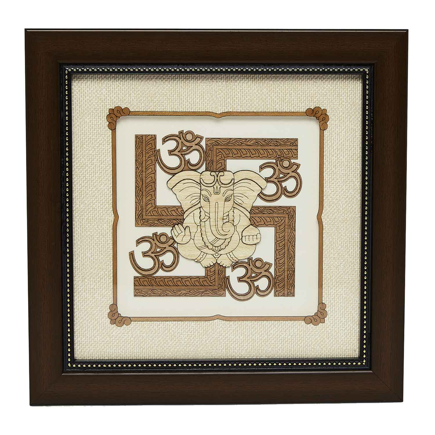 Swastik Ganesha Wood Art Frame