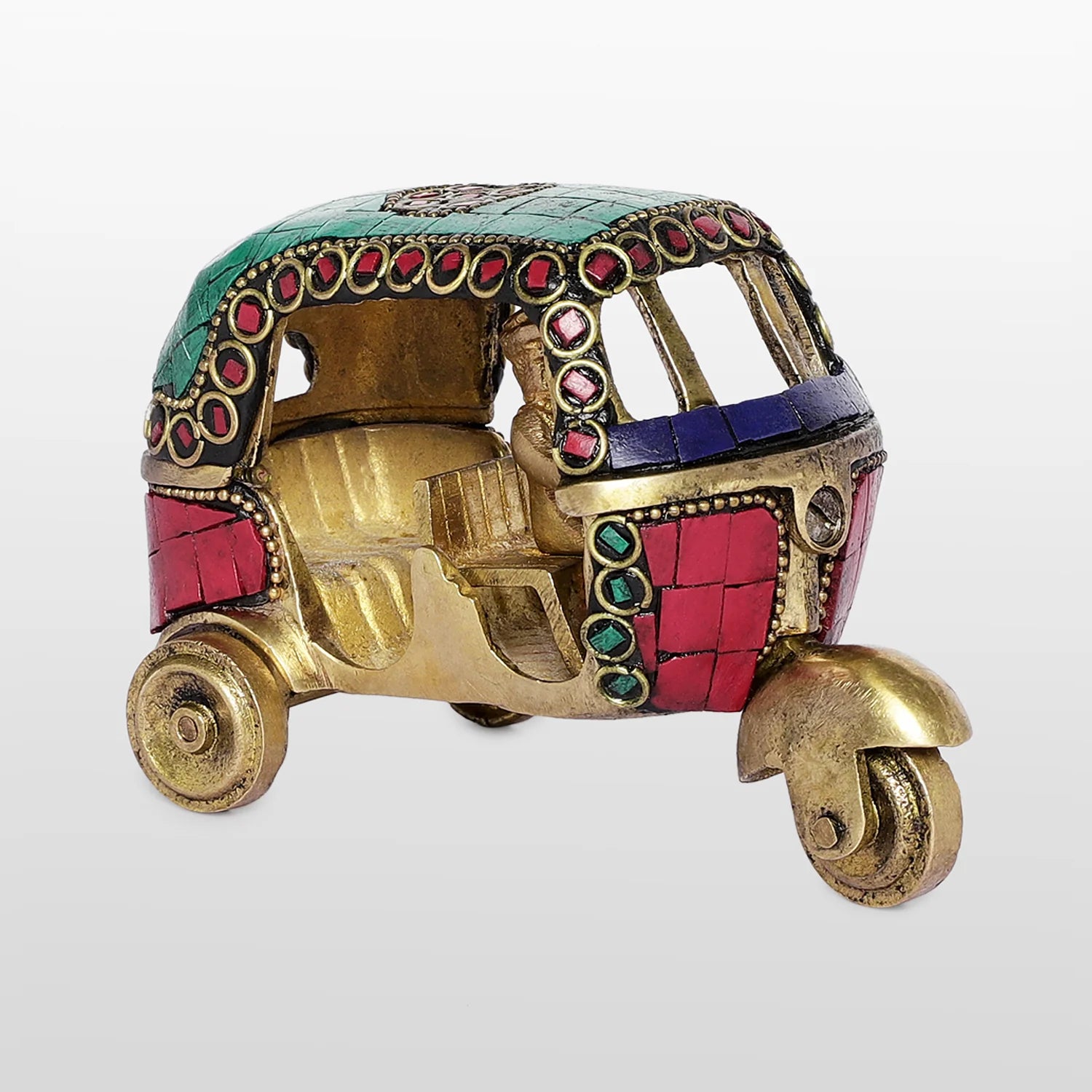 Brass Auto Rickshaw with Stonework