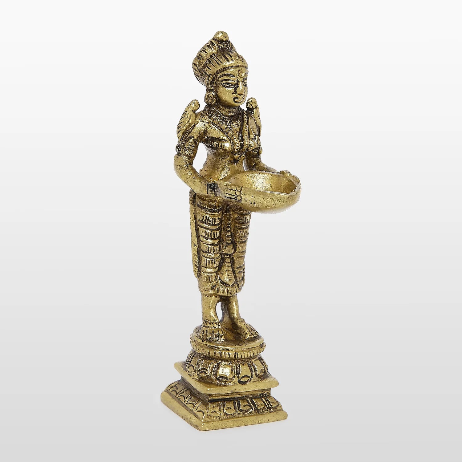 Brass Engraved Standing Deeplaxmi 4 in