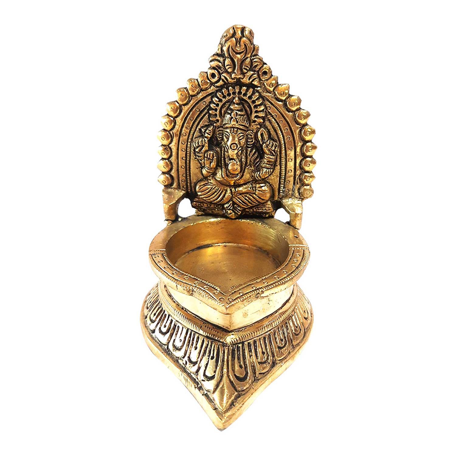 Brass Turban Ganesha Deepak 4.5 in