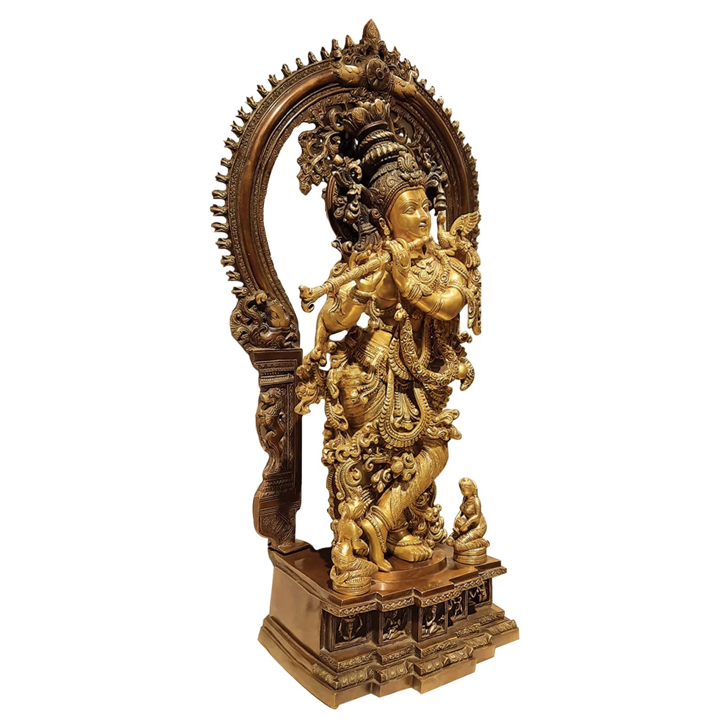 Brass Krishna with Arch in Two Tone Finish