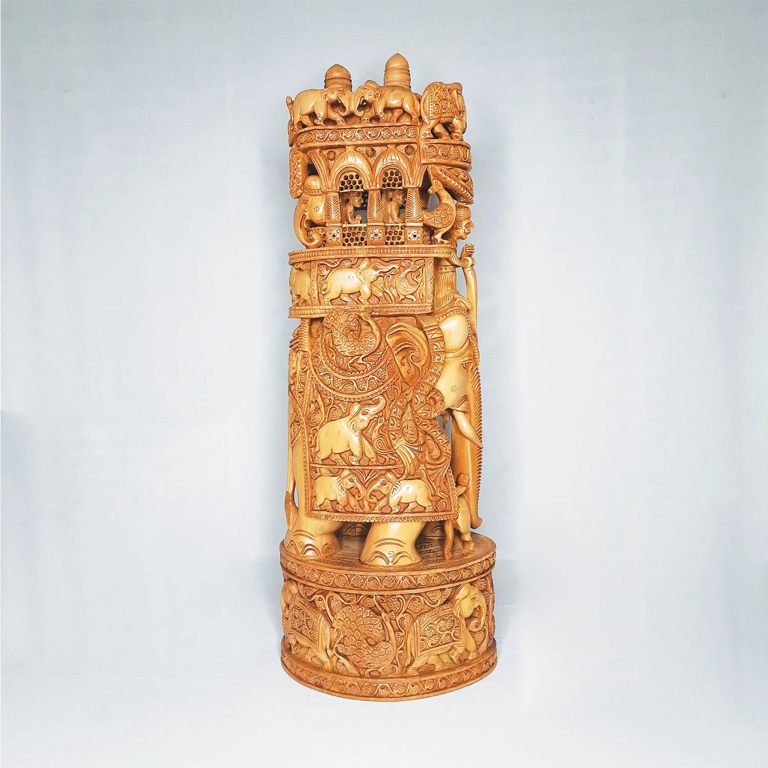 Sandalwood Ambari Elephant with Shikar Carving