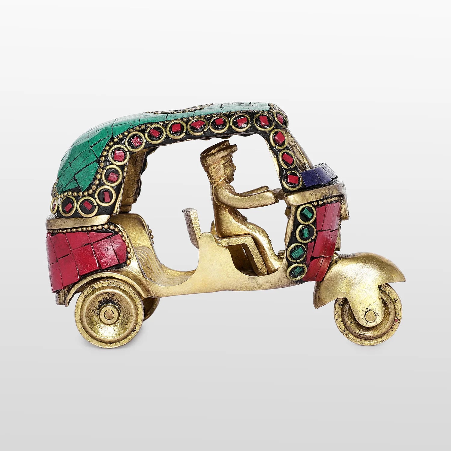 Brass Auto Rickshaw with Stonework