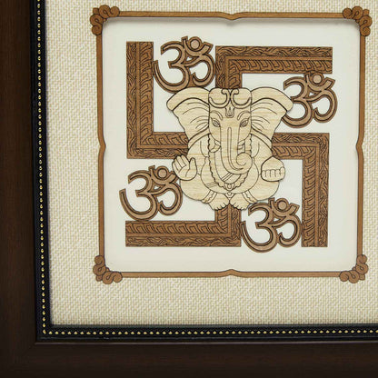 Swastik Ganesha Wood Art Frame