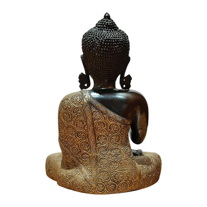 Brass Carved Buddha in Black &amp; Gold finish