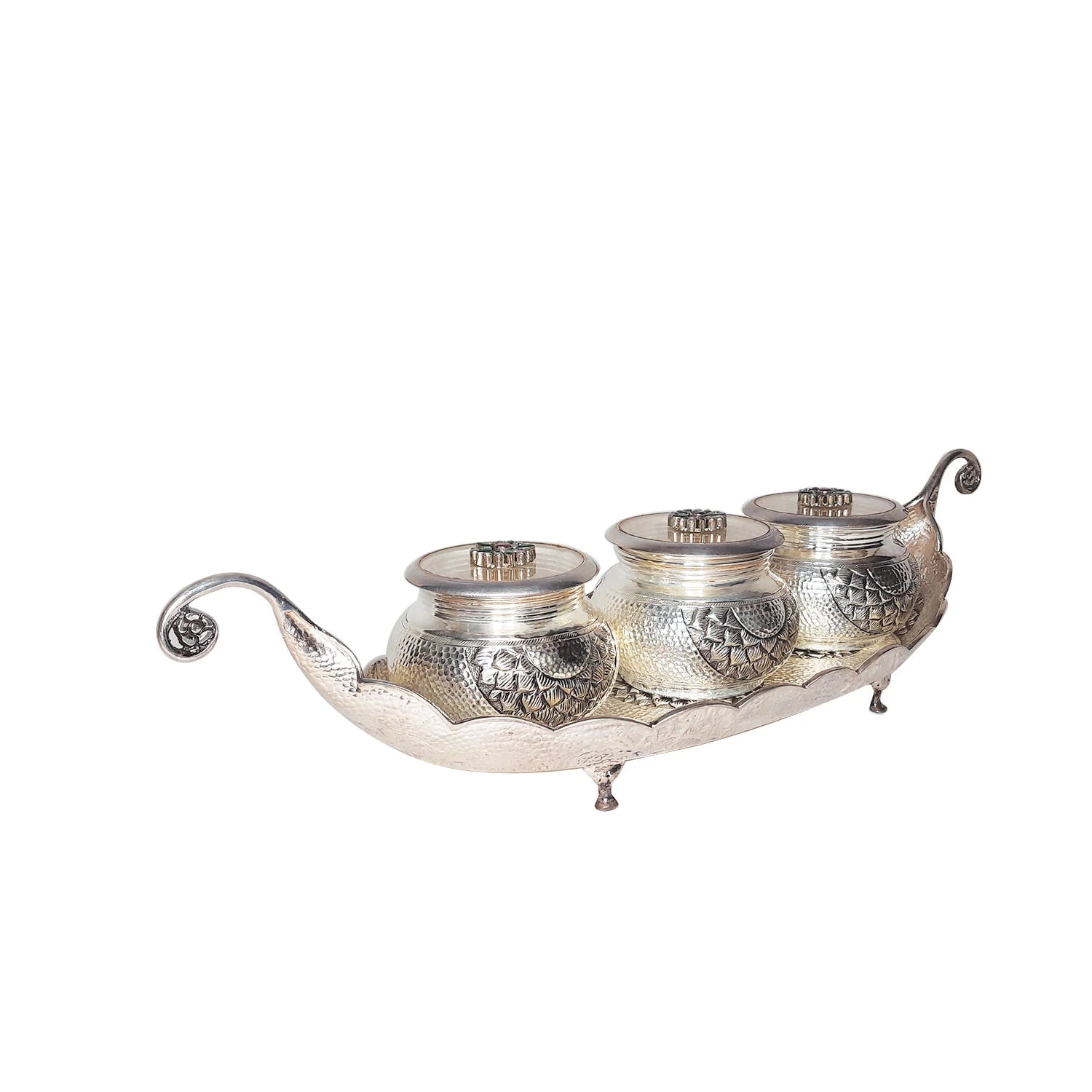 Silver Tray with Dabi (Set of 4 pcs)