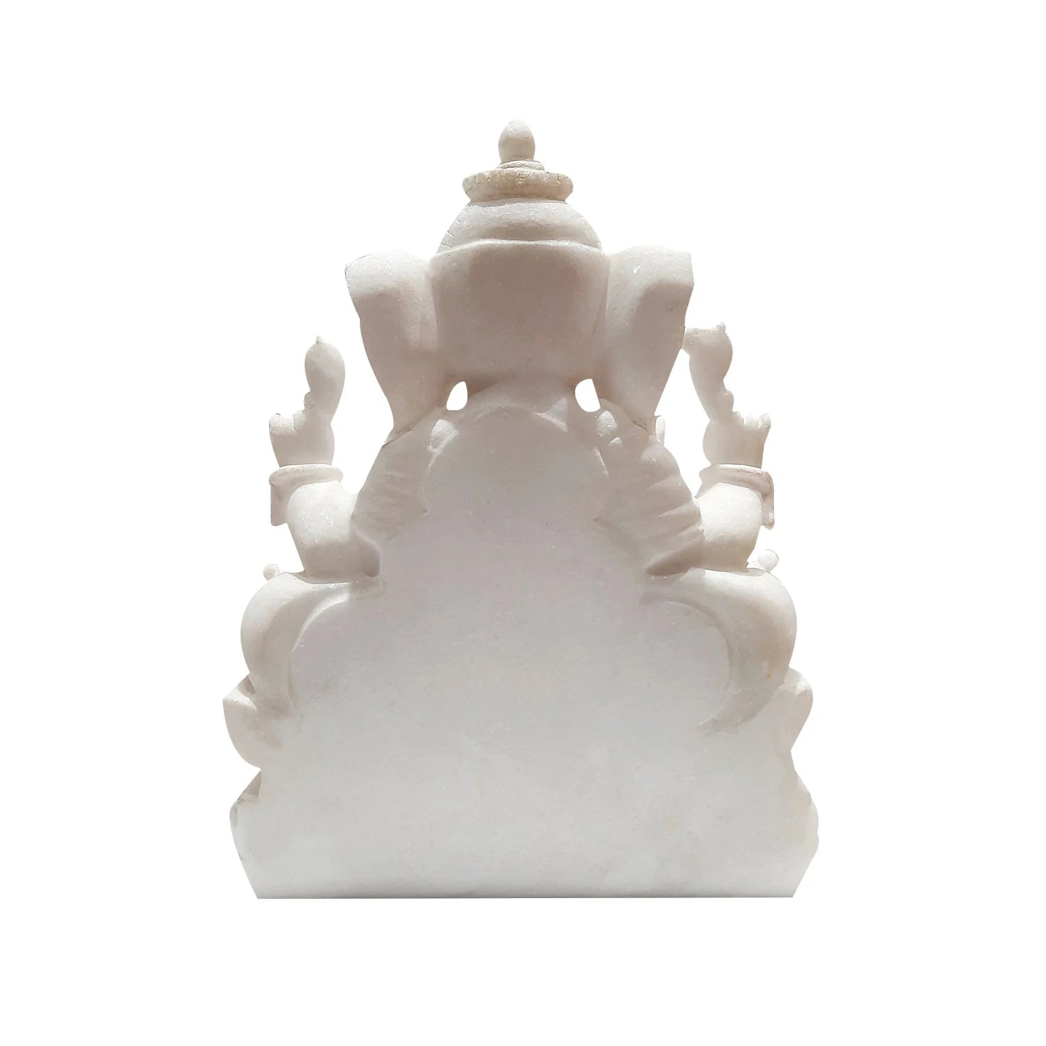 Marble Ganesha Sitting on Sihasan with Pillow