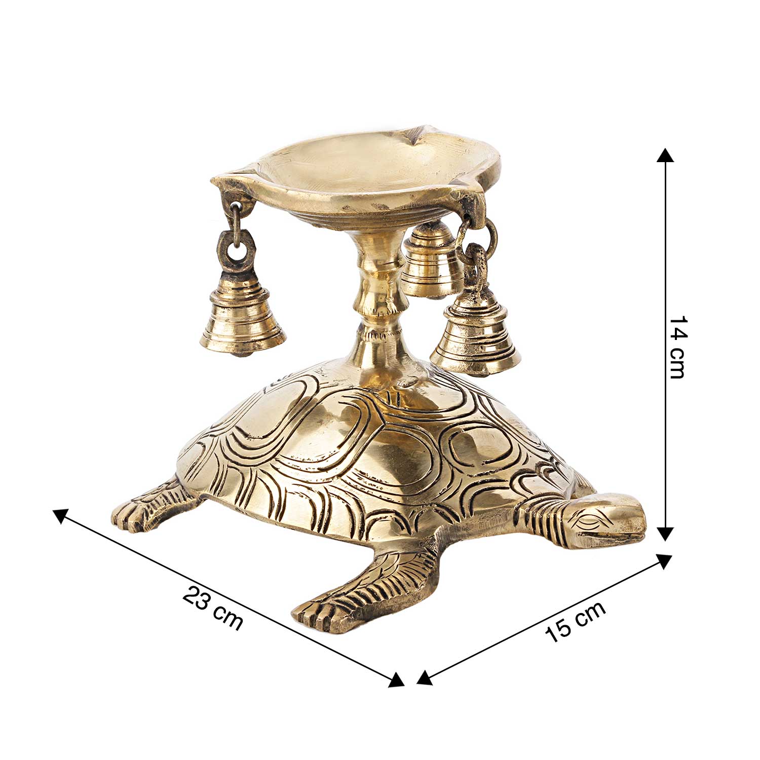 Brass Tortoise Base Aarti Deepak 6 in