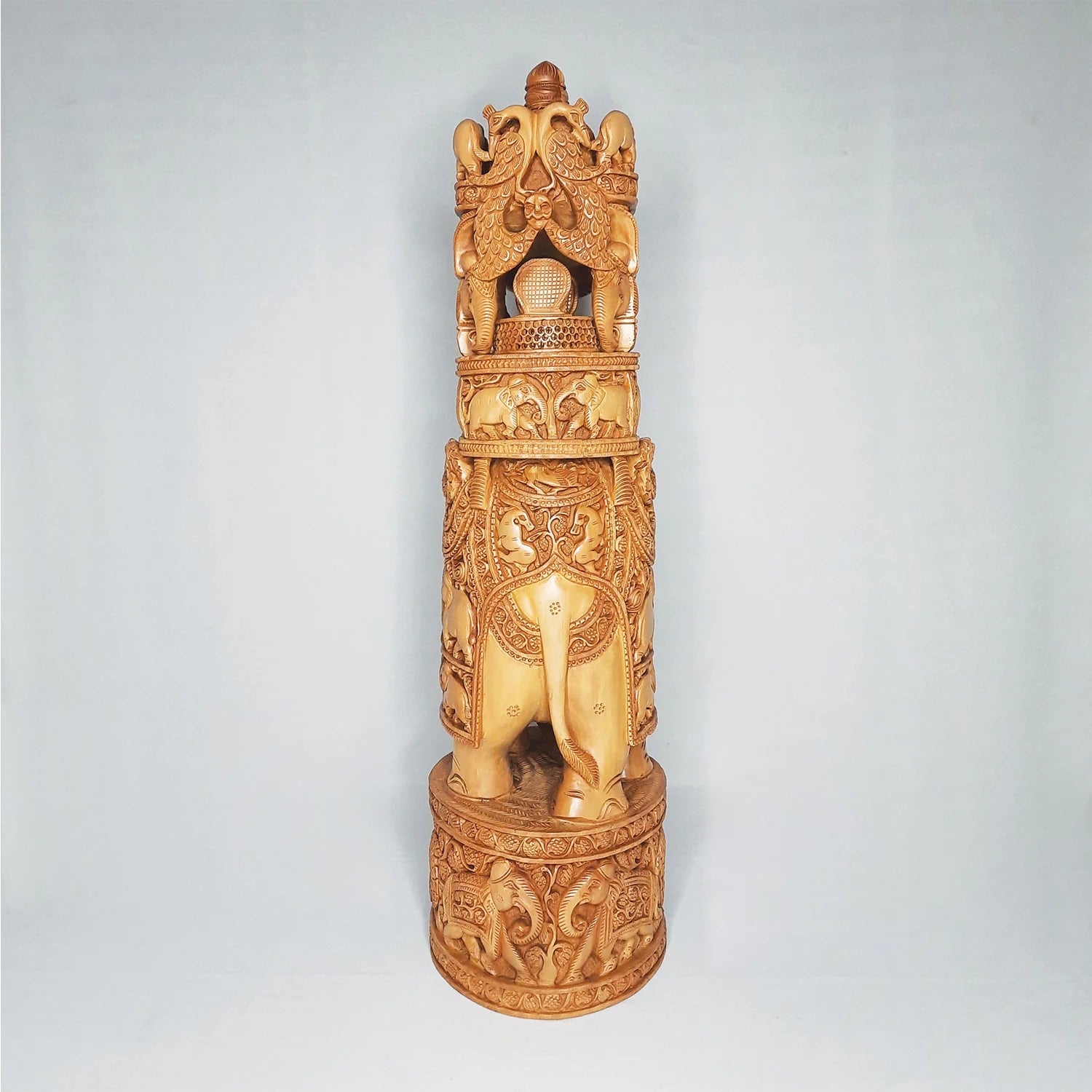 Sandalwood Ambari Elephant with Shikar Carving