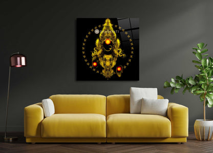 Maa Lakshmi: Graceful Goddess of Wealth - Glass Wall Art