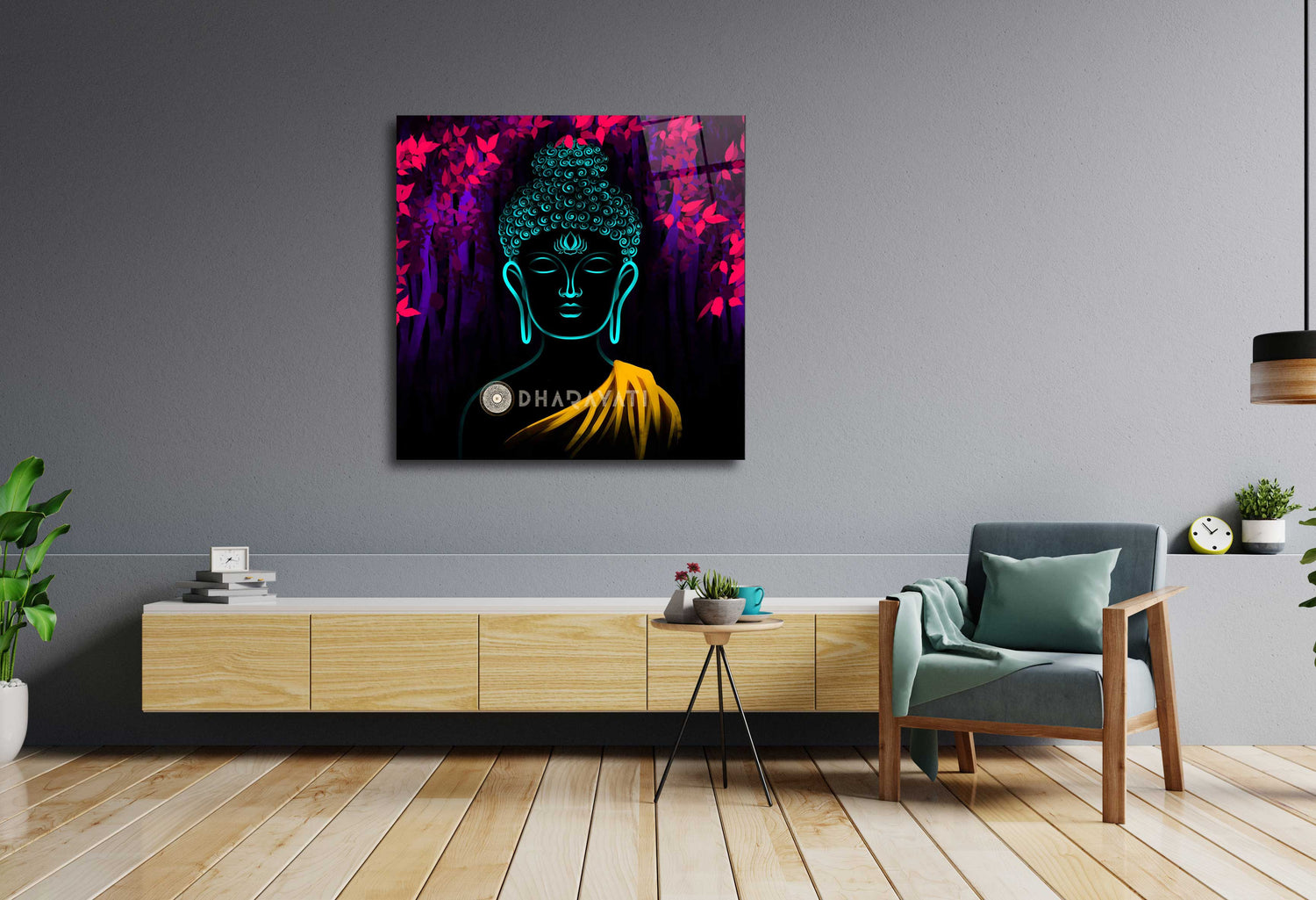 Transcendence: Gautama Buddha Vibrant Colors Glass Wall Art for Serene Spaces