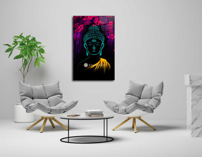 Enlightened Serenity: Gautama Buddha Glass Wall Art for Inner Peace