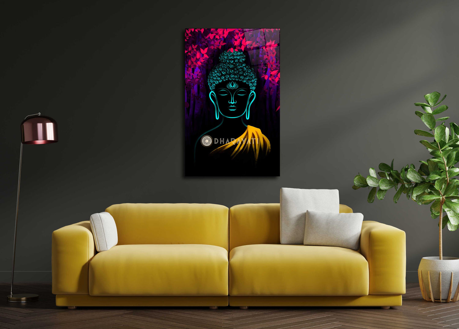 Enlightened Serenity: Gautama Buddha Glass Wall Art for Inner Peace