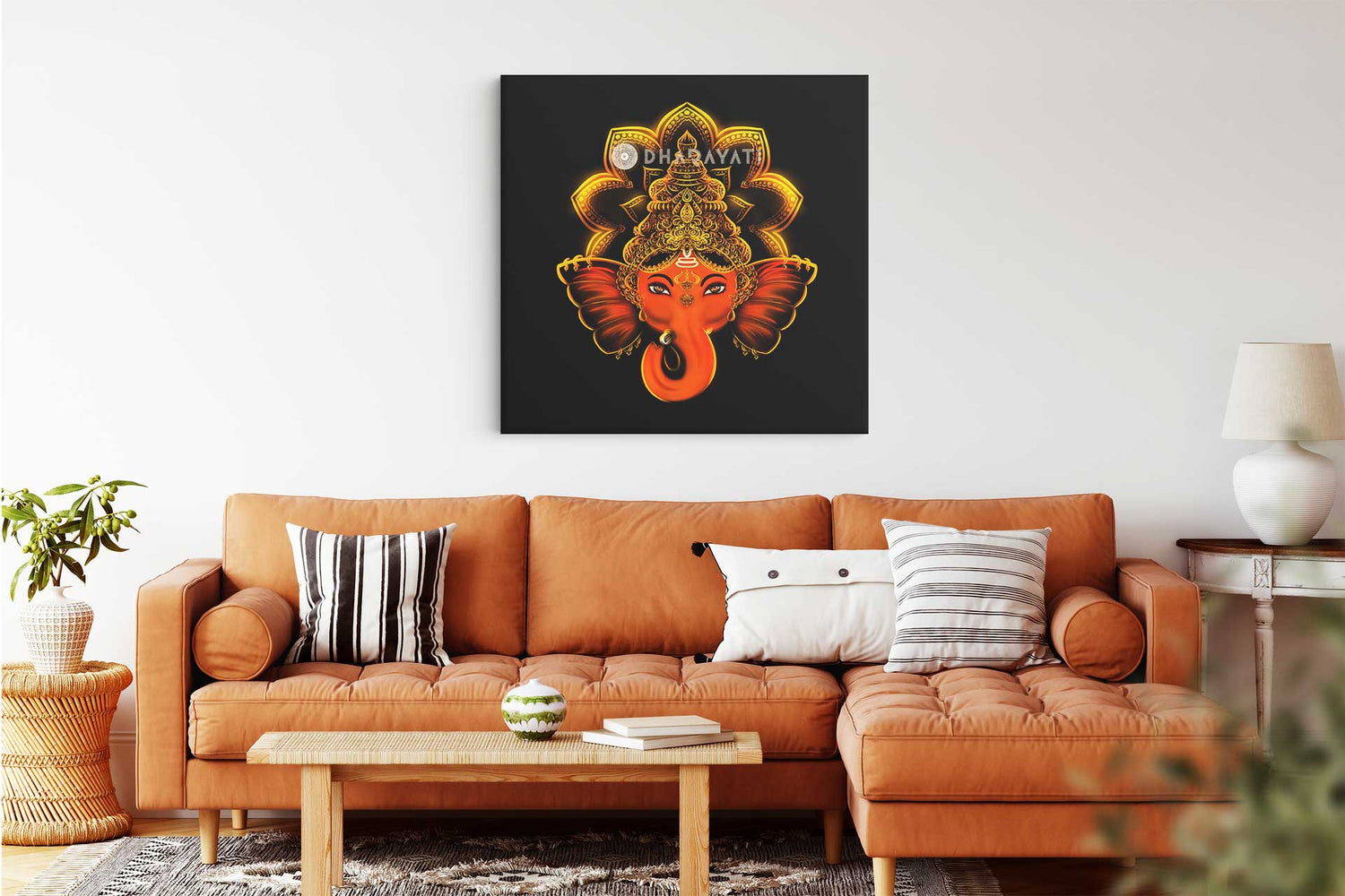 Divine Blooms: Lord Ganesha amidst Flowered Abundance - Canvas Art