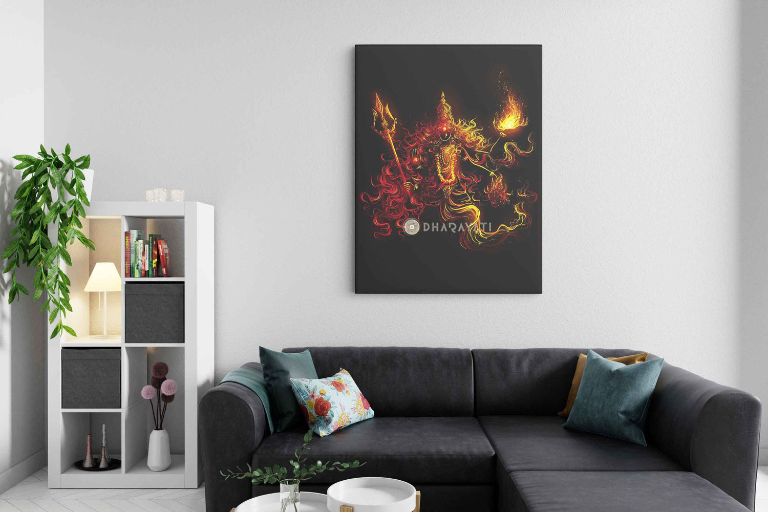 Divine Feminine Power: Maa Durga with Trishul - Empowering Canvas Art