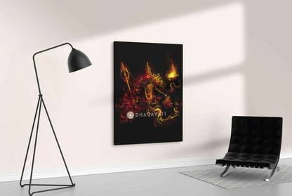 Divine Feminine Power: Maa Durga with Trishul - Empowering Canvas Art