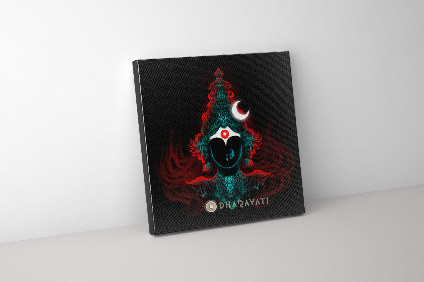 Divine Harmony: Devi in Red and Teal - Canvas Art