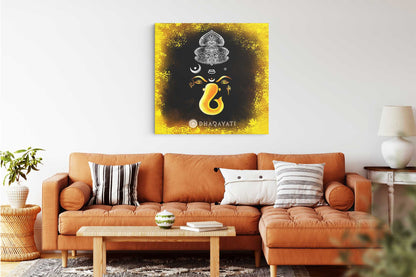 Divine Harmony: Lord Ganesha in Yellow and Black - Canvas Art