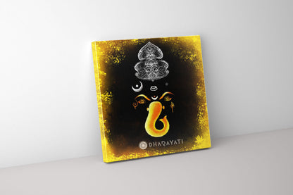 Divine Harmony: Lord Ganesha in Yellow and Black - Canvas Art