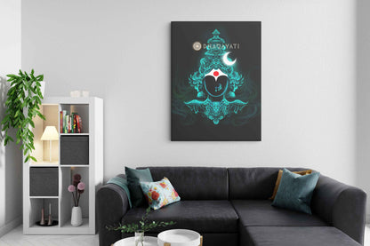 Divine Radiance: Devi Teal Color - Canvas Art