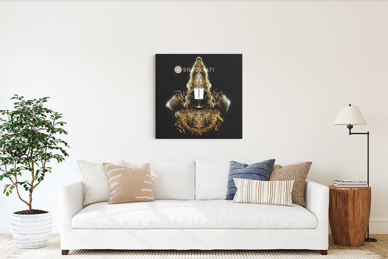 Divine Radiance: Lord Venkateshwara in Golden Glory - Canvas Art