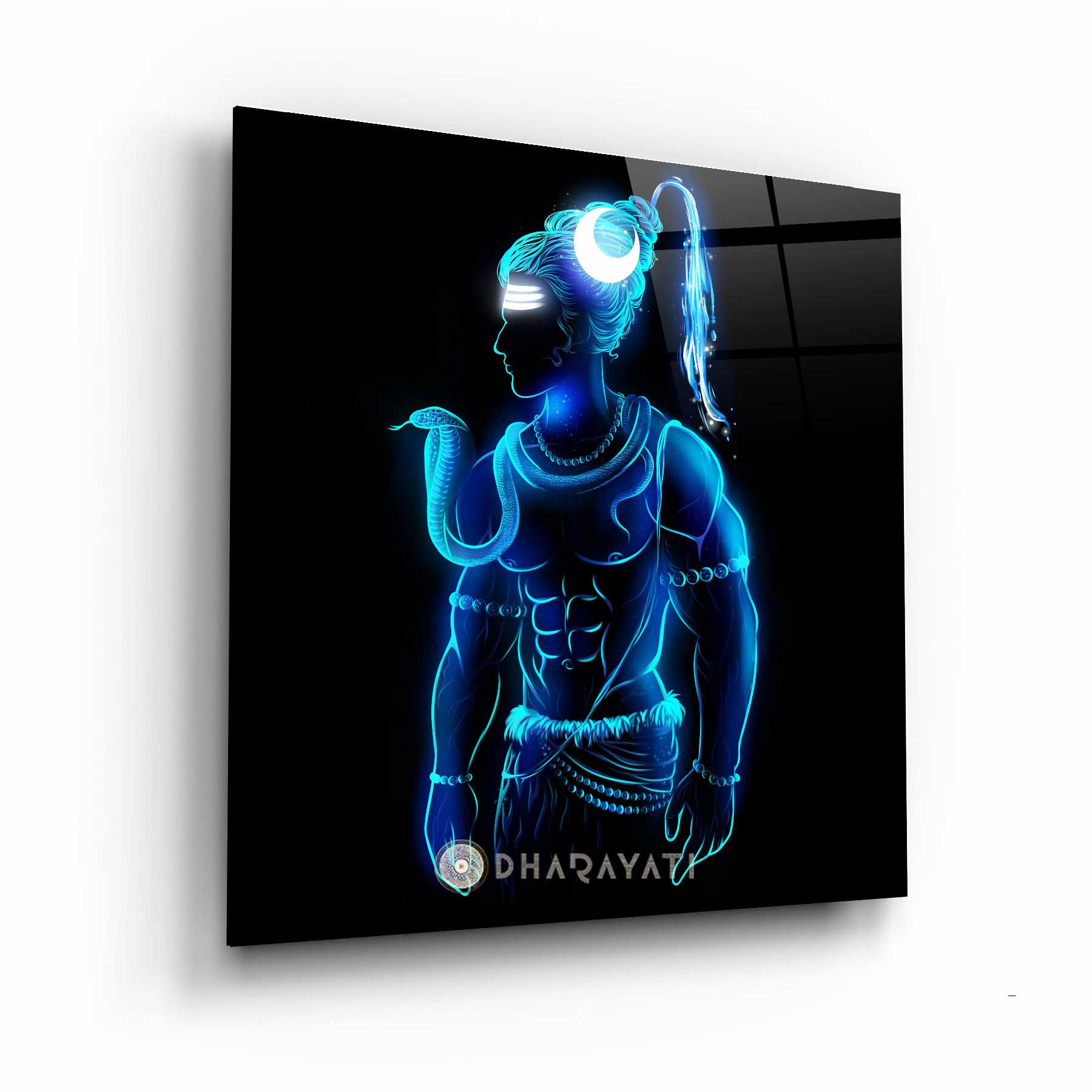 Divine Serenity: Lord Shiva Mahadev With Snake Glass Wall Art