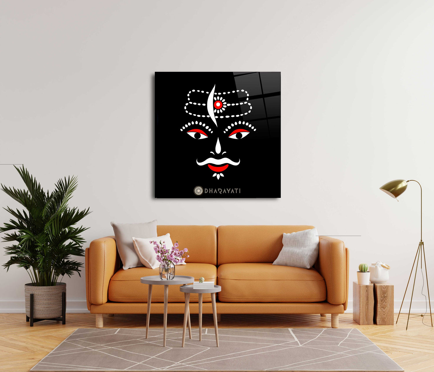 Sacred Mahakal Ji Outline Glass Wall Art - Spiritual Home Decor