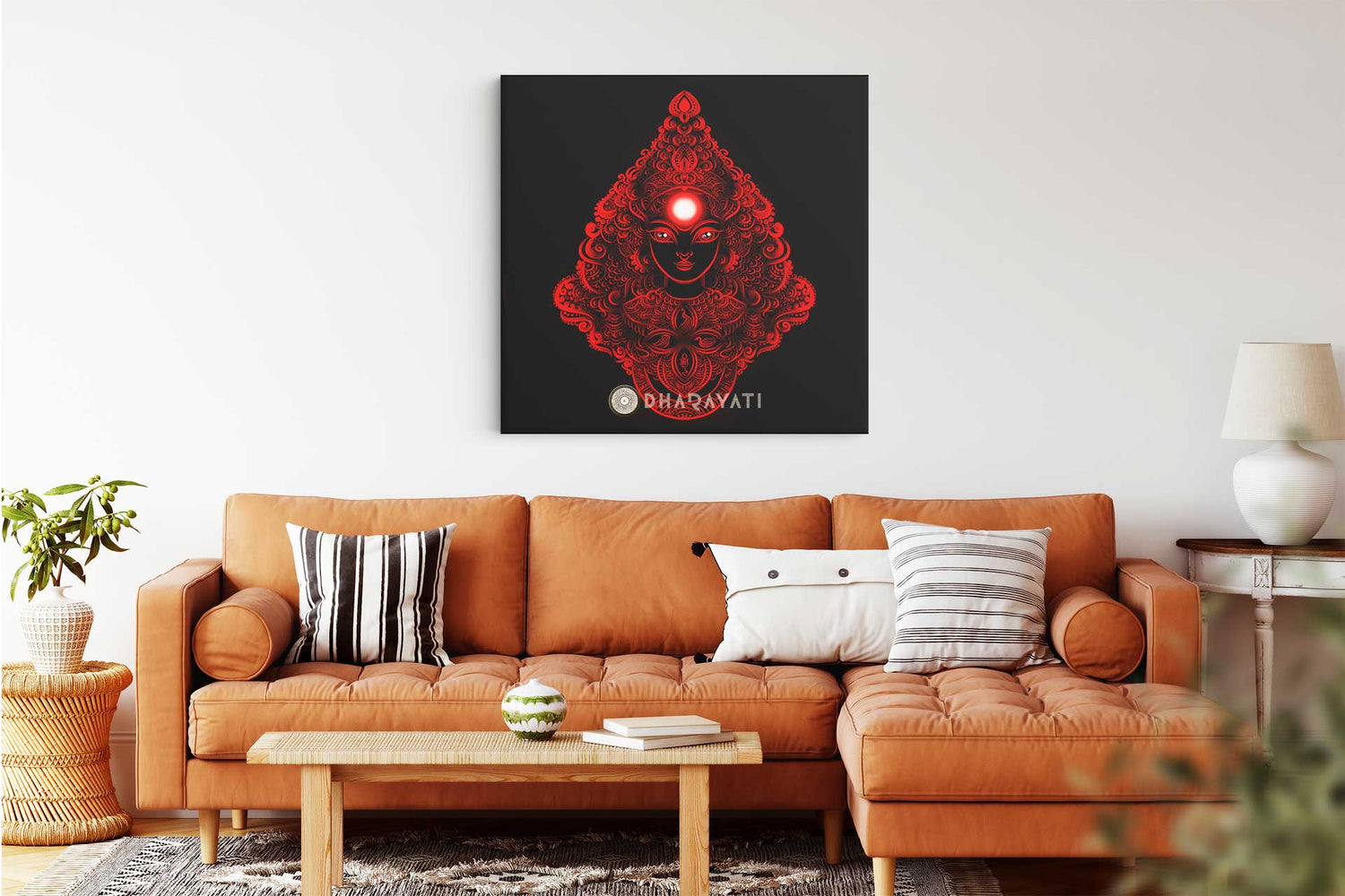 Goddess Devi: Divine Power in Radiant Red - Canvas Art