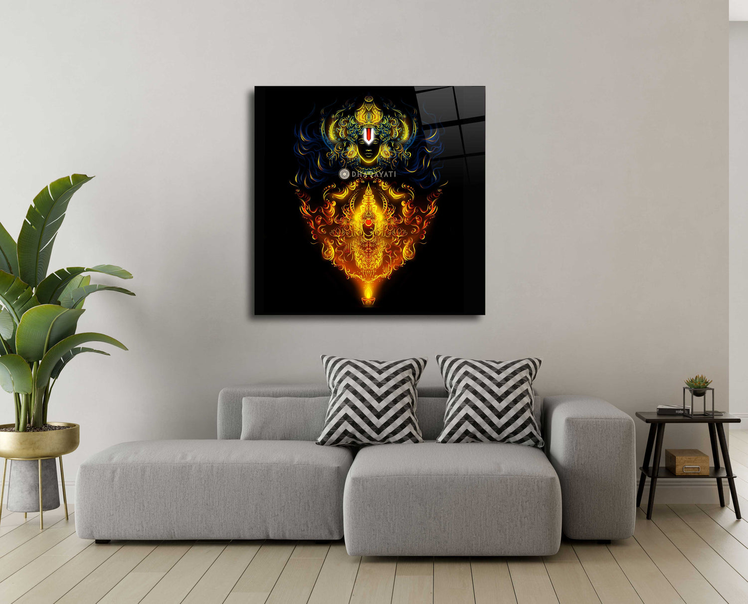 Elevate Your Abode with Divine Blessings: Lakshmi Narayana Glass Wall Art