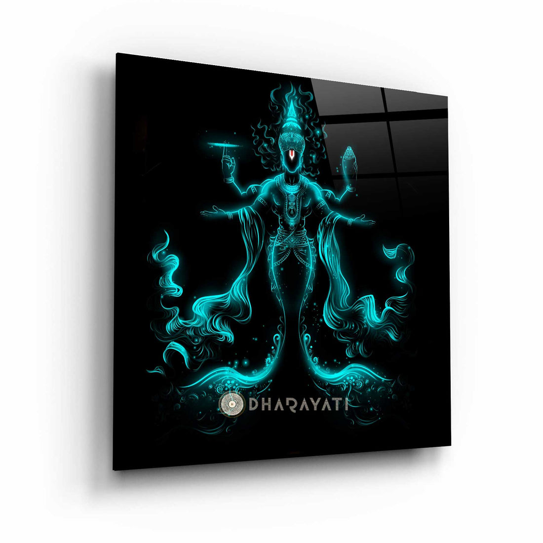 Majestic Marvel: Lord Vishnu Matsya Avatar Glass Wall Art - Embrace the Divine Transformation