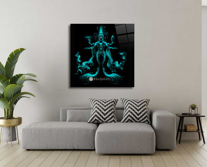 Majestic Marvel: Lord Vishnu Matsya Avatar Glass Wall Art - Embrace the Divine Transformation