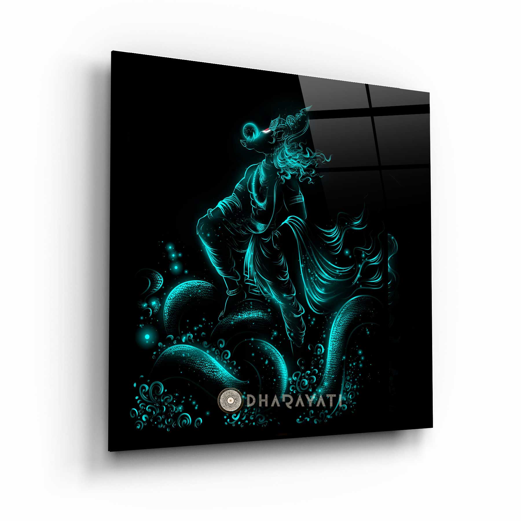 Lord Vishnu Varaha Avatar Glass Wall Art - Embrace the Divine Power