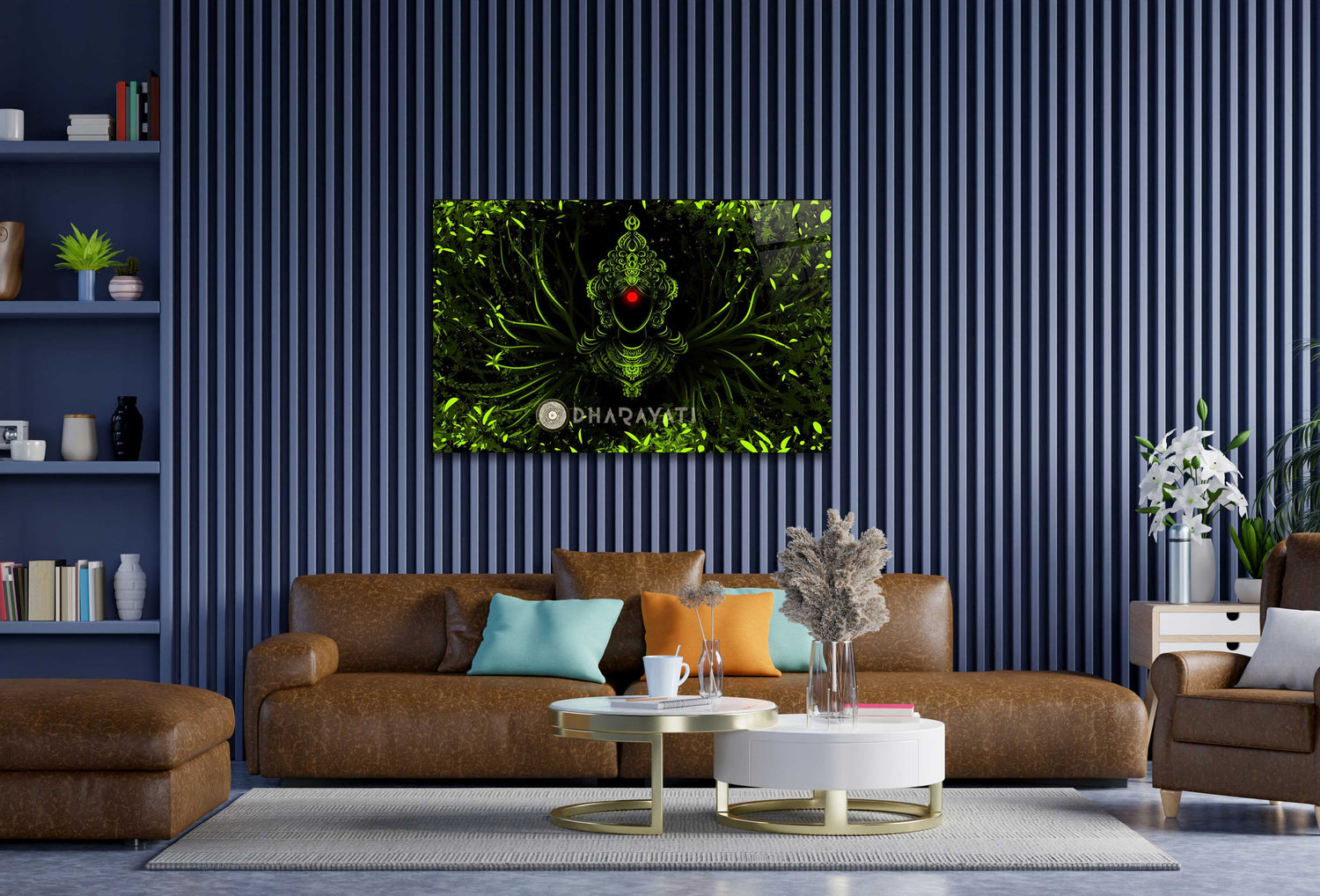 Divine Power Unleashed: Maa Durga - Mother Nature Glass Wall Art