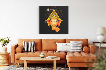 Right-Trunked Glory: Lord Ganesha - Canvas Art