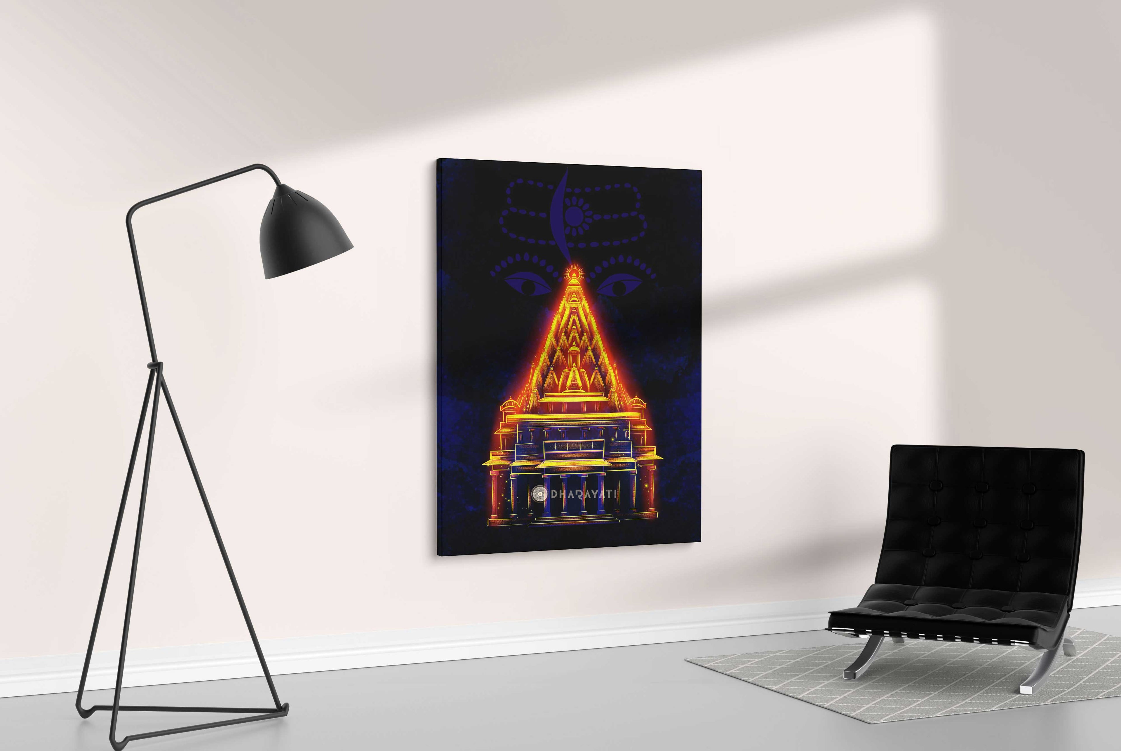 Sacred Sanctum: Mahakaleshwar Jyotirlinga Temple - The Abode of Lord Shiva | Devotional Canvas Art