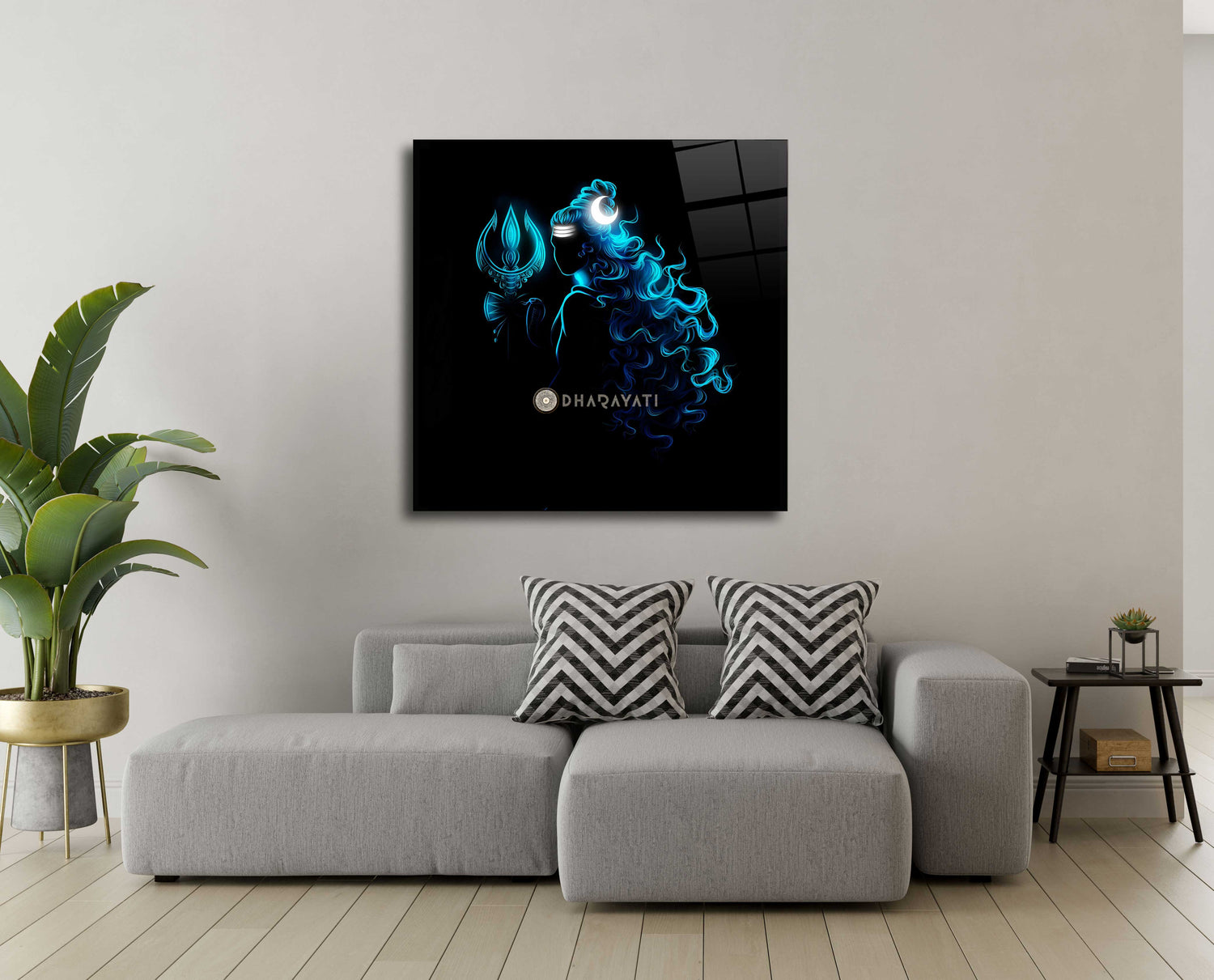 Shiva Mahadev with Trishul Glass Wall Art - Embrace the Divine Power and Protection