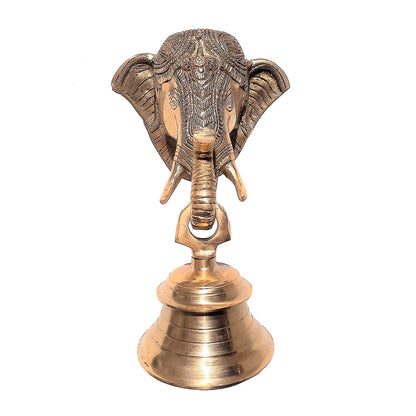 Brass Wall Hanging Elephant Mask with Bell